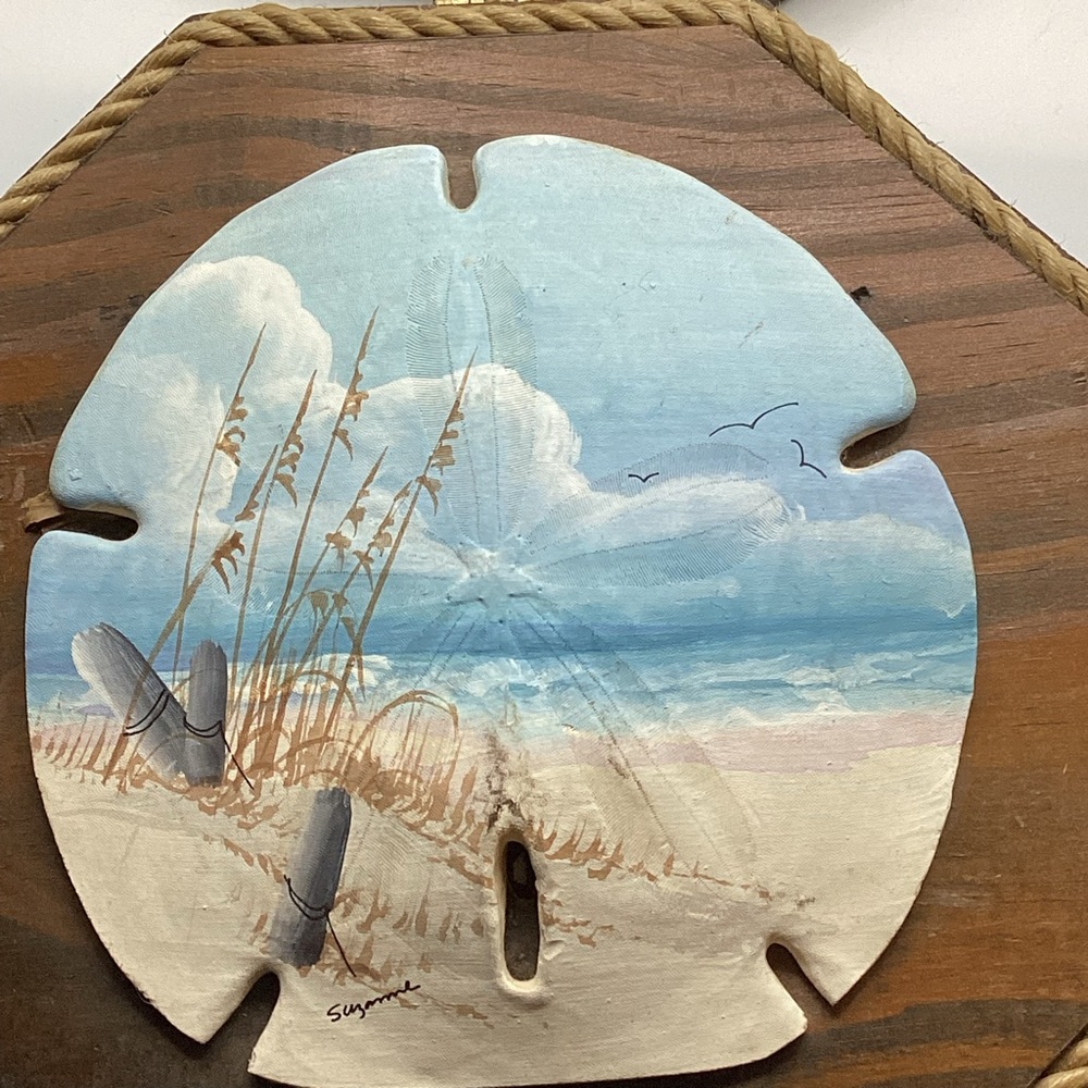 vintage Handpainted sand dollars beach theme rainbow ocean sand - Picture 2 of 4
